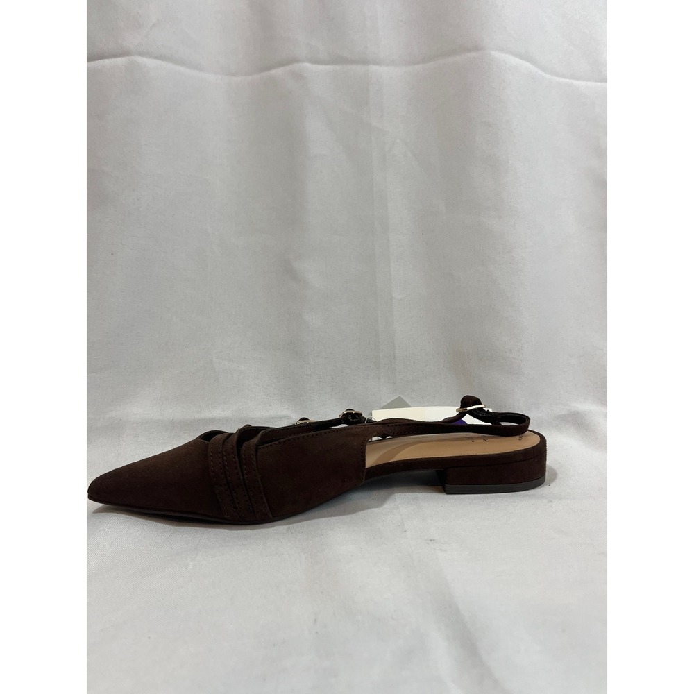 A New Day Womens Brown Pointed Toe Slingback Flats Multi Strap Buckle Size 6 NWT - Picture 4 of 6